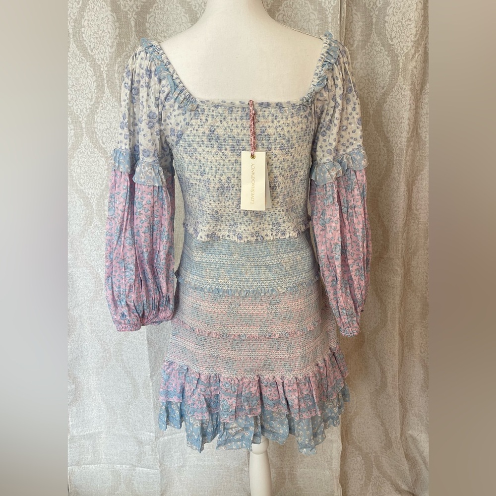 LoveShackFancy Ensley Mini Dress Blueberry Dust Size Large NWT - Picture 5 of 10
